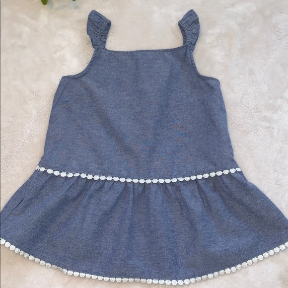 Lucky Brand Chambray Swing Top 4T Ruffle Straps EUC Embroidered Floral Design - Picture 8 of 10